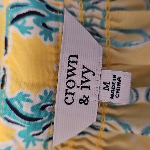 Crown and IVY VIbrant Yellow Blouse with Blue Patterns - Picture 9 of 11